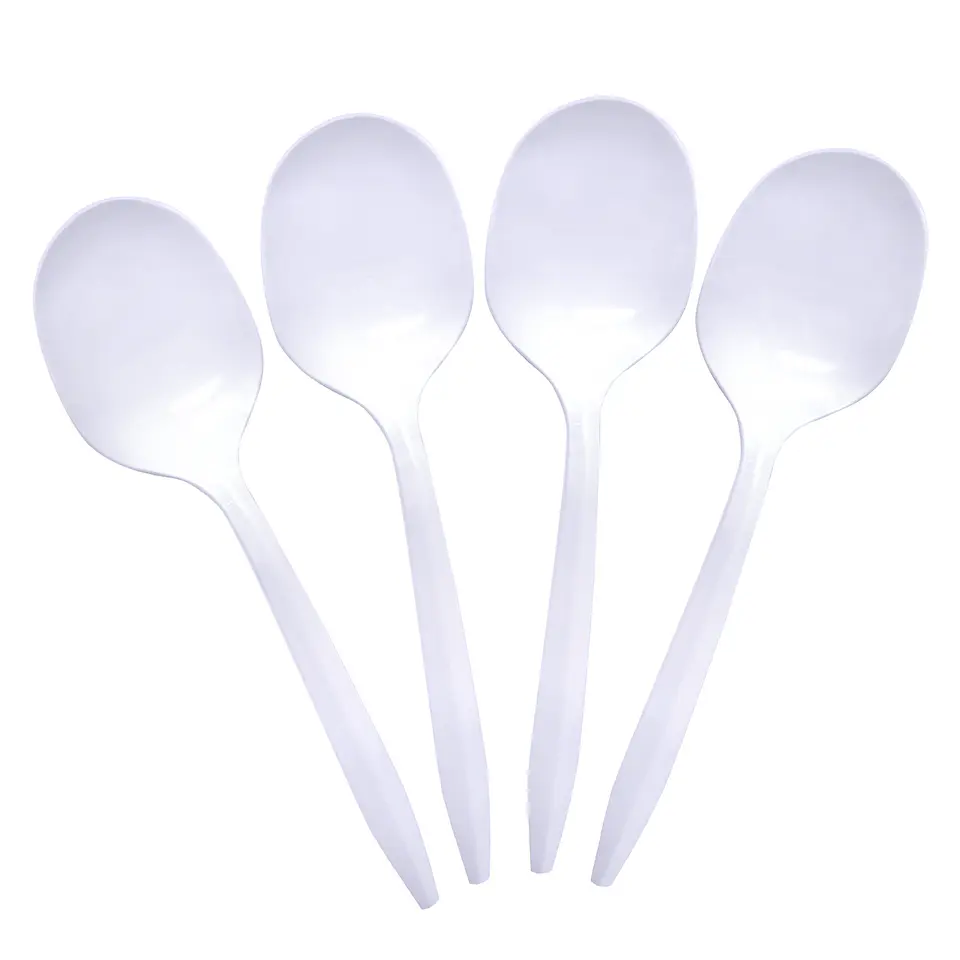 Cuchara plástico blanco 100 unidades 1