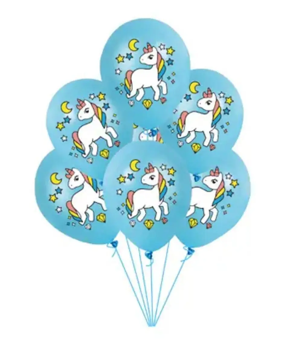 Globos látex unicornio celeste 25 unidades  1
