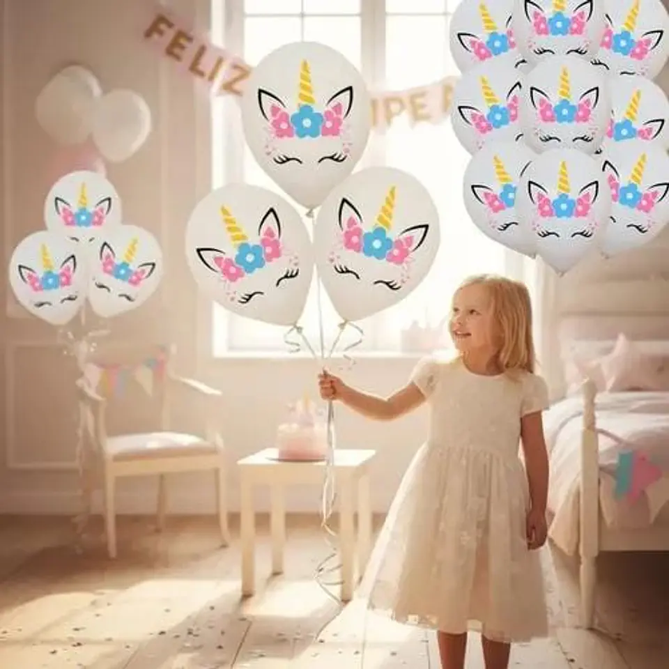 Globo látex unicornio blanco 25 unidades 2