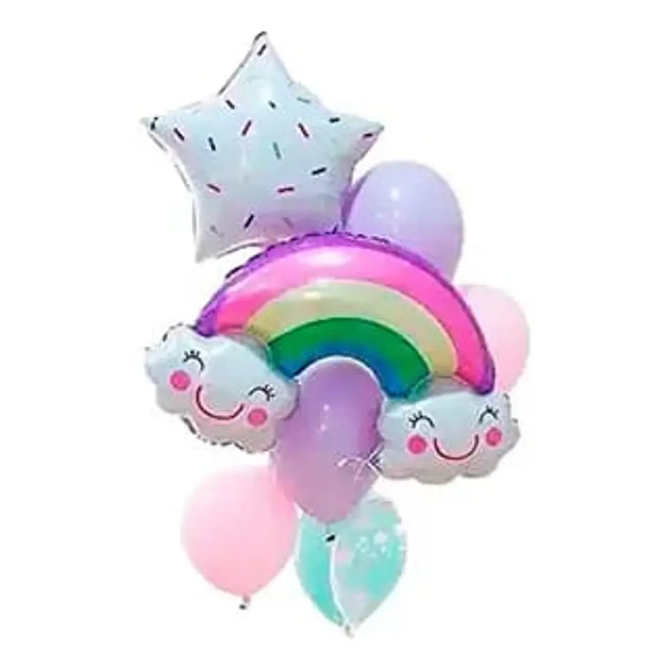 Set de globos unicornio arcoíris 9 unidades 1
