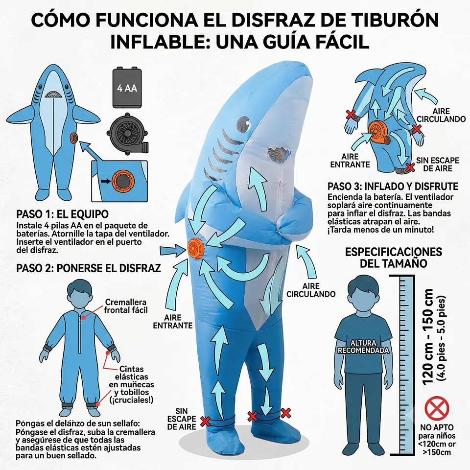 Disfraz tiburon inflable infantil  3
