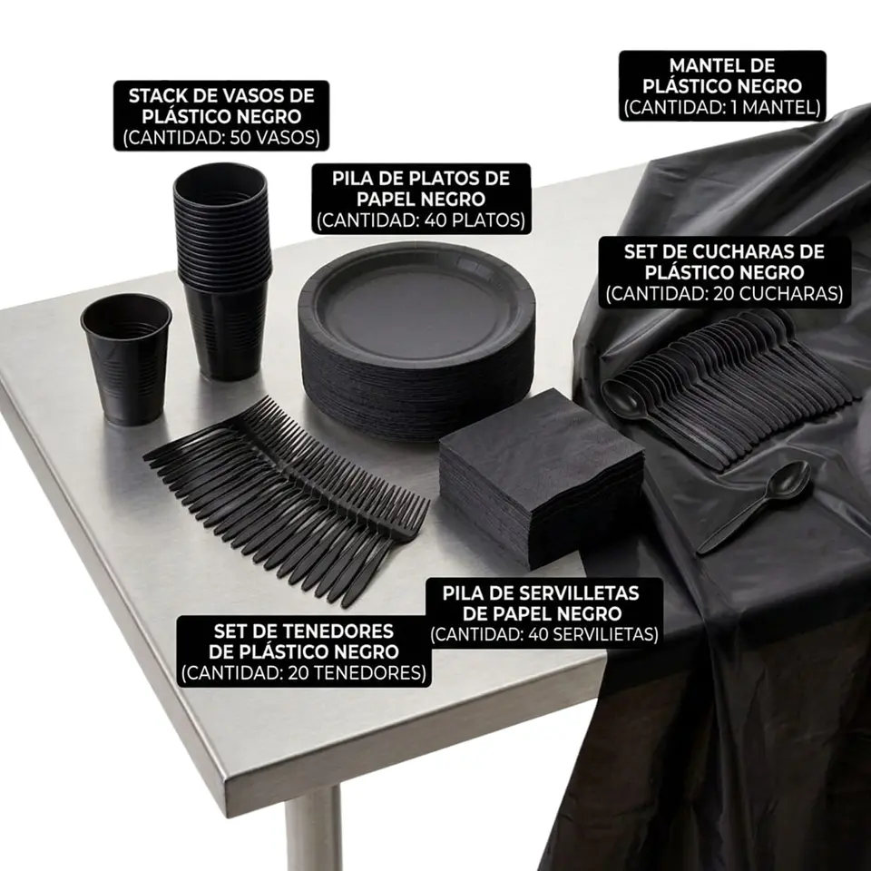 Pack decoración mesa negro 170 artículos 1