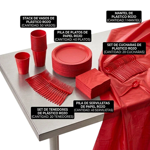 Pack decoración mesa rojo 170 artículos