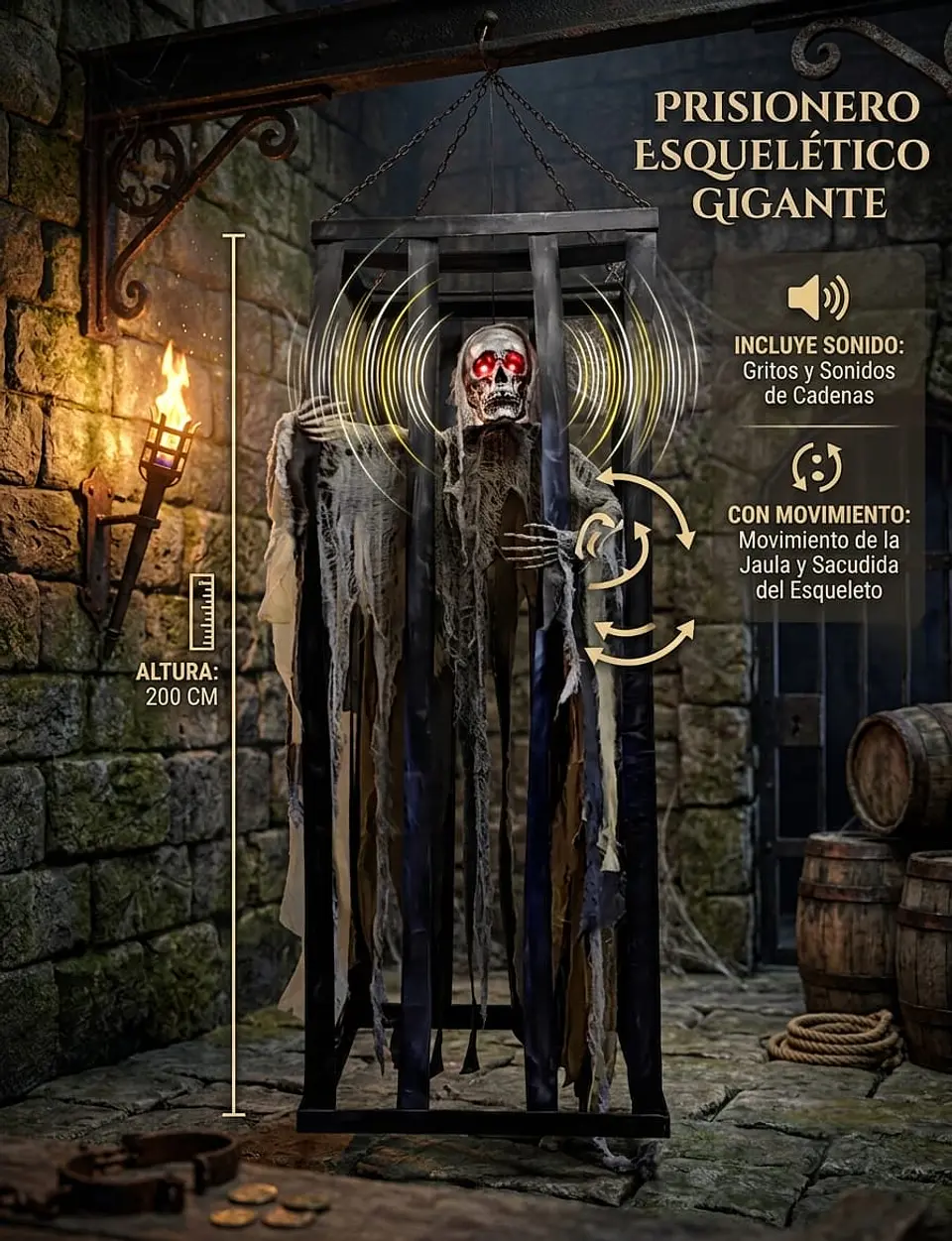 Esqueleto enjaulado animatronic Halloween  3