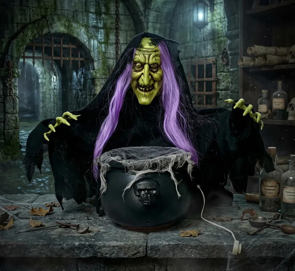 Bruja animatronic Halloween 50 cm 2