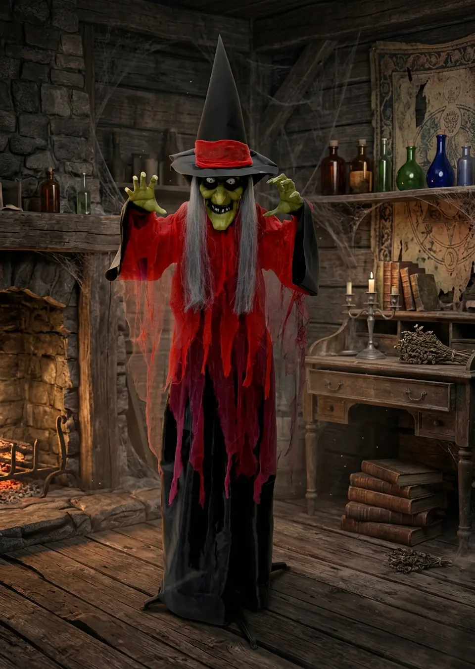 Bruja animatronic Halloween 160 cm 2