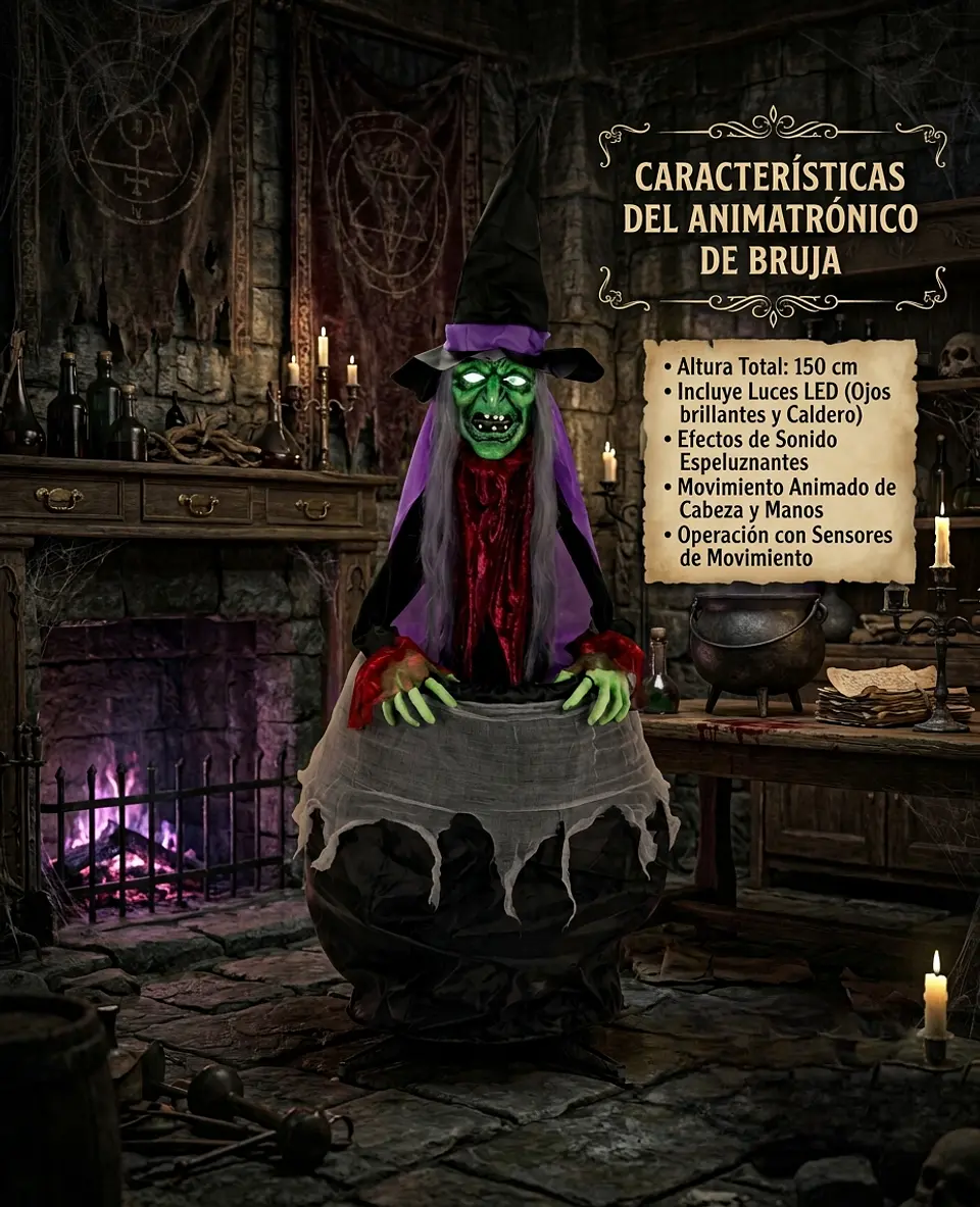 Brujita caldera animatronic 150 cm 3