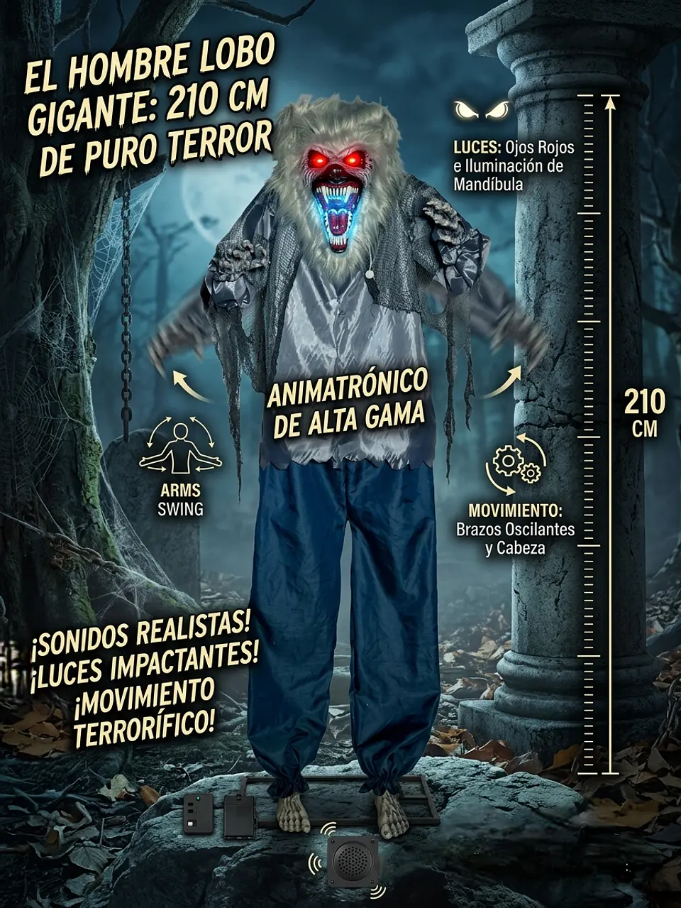 Hombre lobo animatronic 210 cm 2