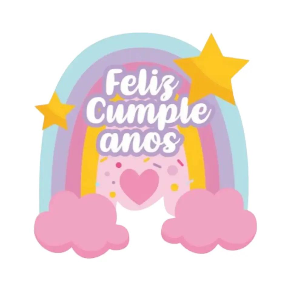 Piñata plegable arcoíris feliz cumpleaños 1