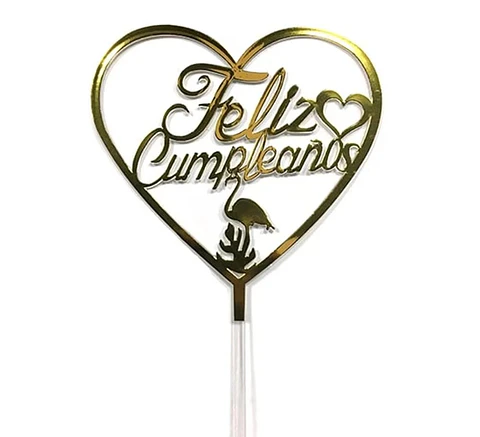 Topper corazón feliz cumpleaños 