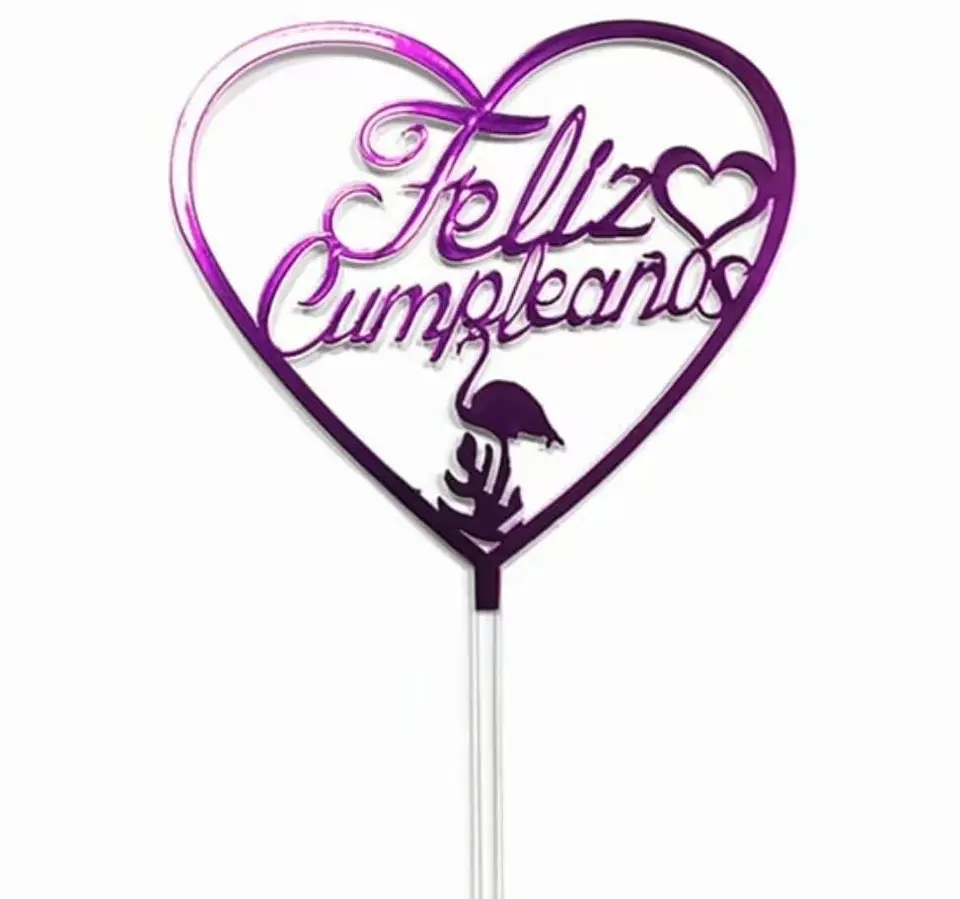 Topper corazón feliz cumpleaños  3