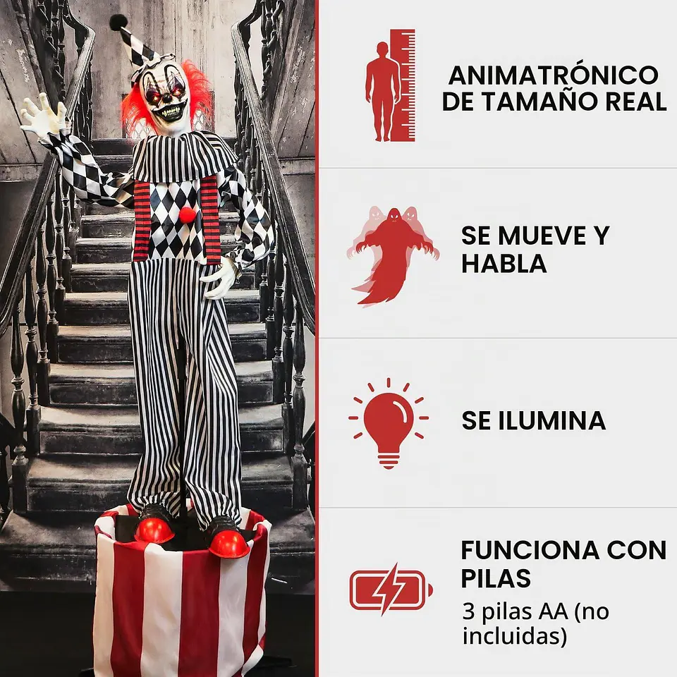 Payaso terrorifico animatronic 180 cm 5