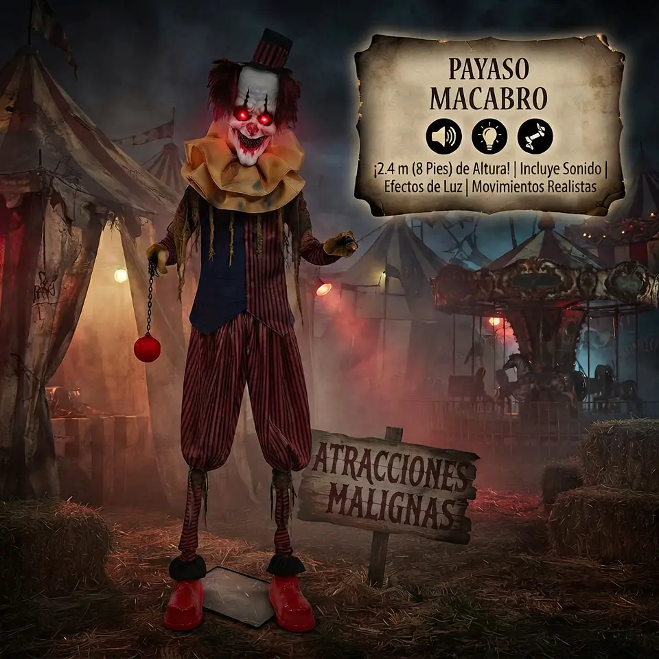 Payaso macabro animatronic 240 cm 2