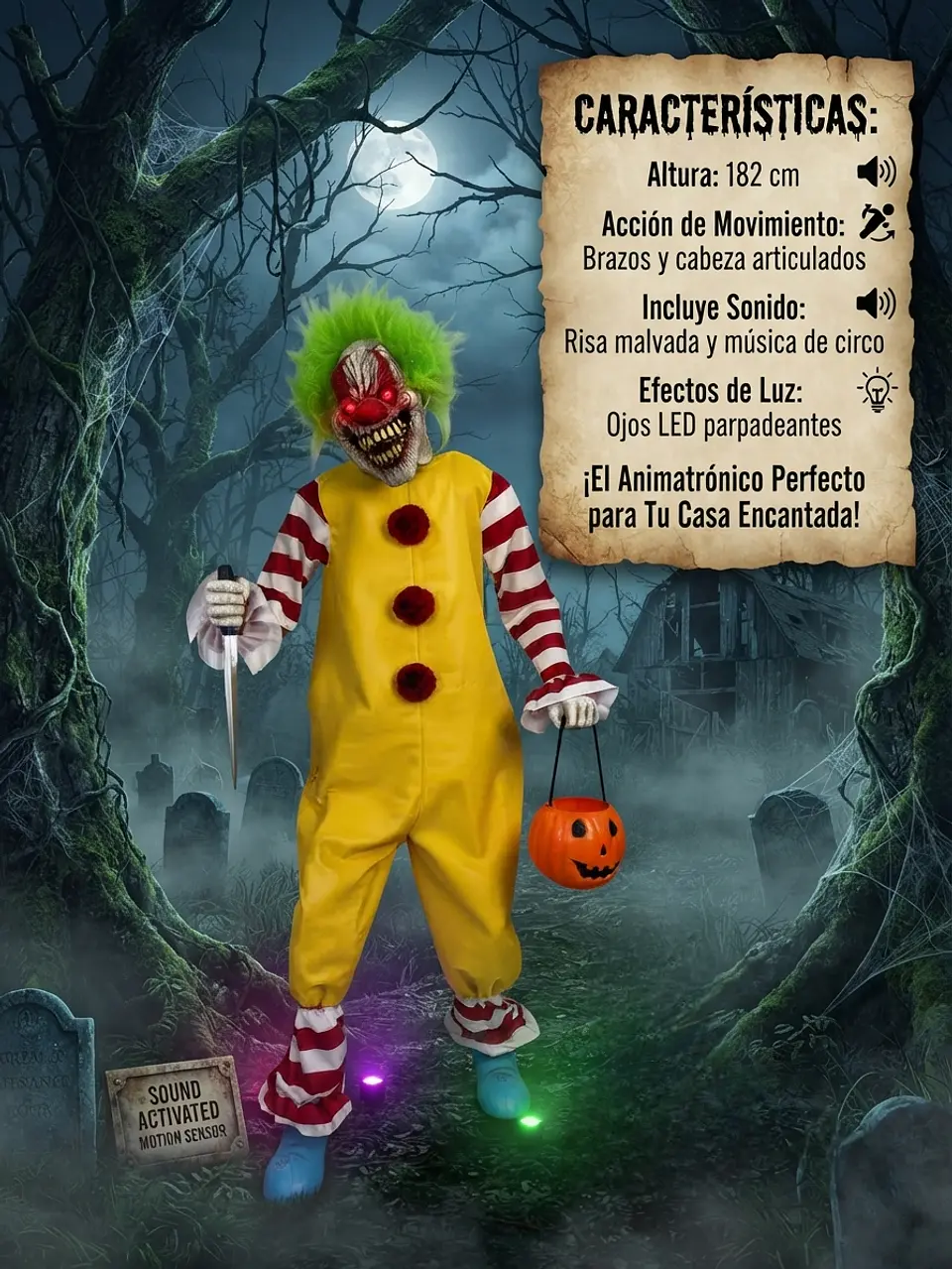 Payaso loco animatronic 182 cm 2