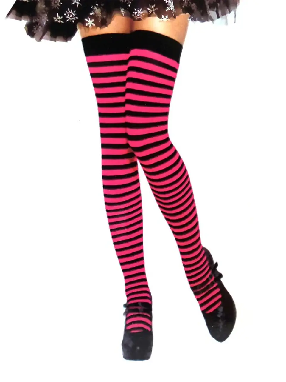 Panty Rayado Negro Con Fucsia 1