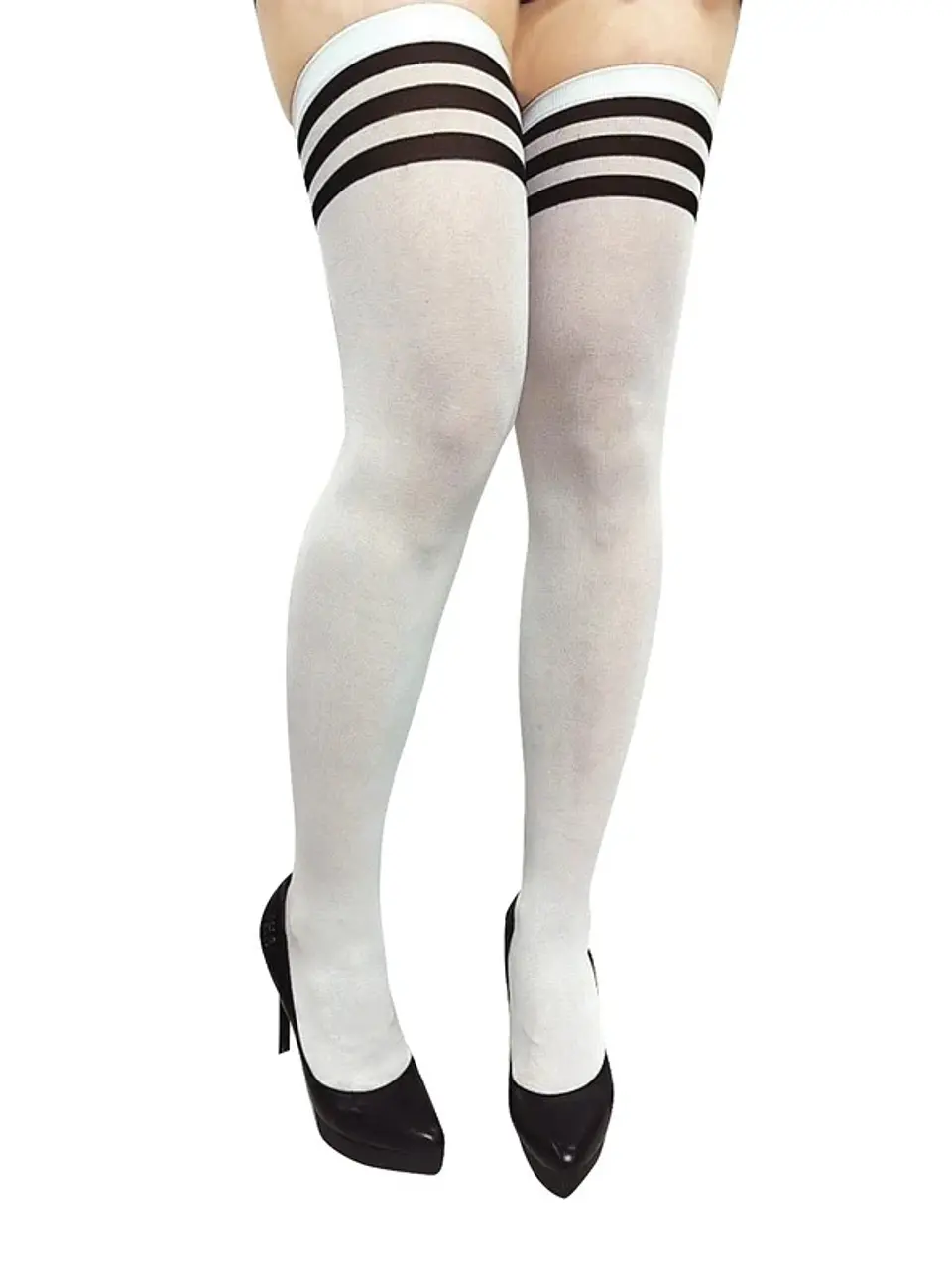 Panty Blanco Rallas Negras 1