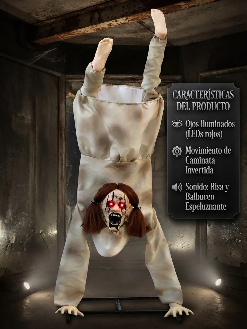 Mujer poseída de cabeza animatronic 184 cm 2