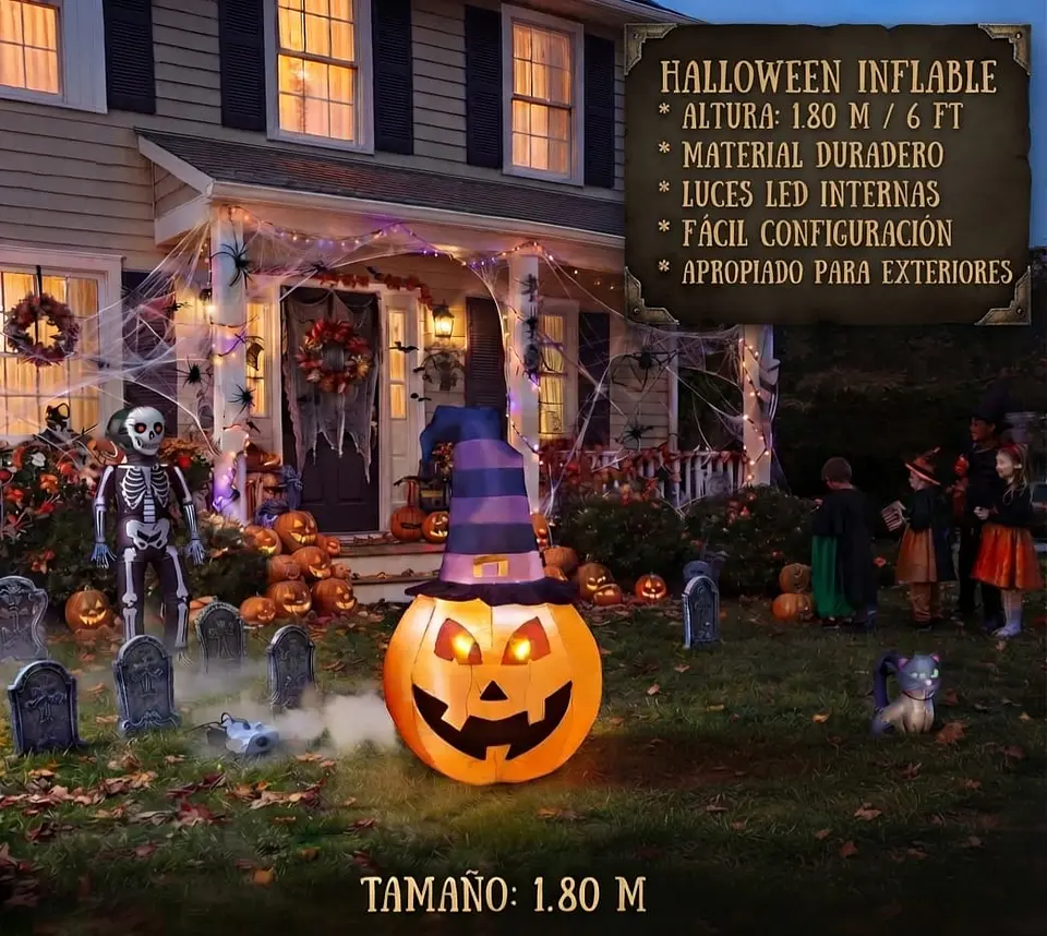Inflable Calabaza Sombrero Led 180 Cm 2