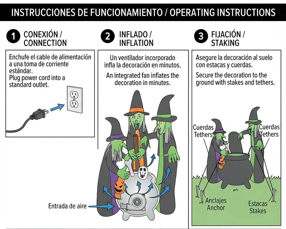 Brujas inflables Halloween 180 cm 3