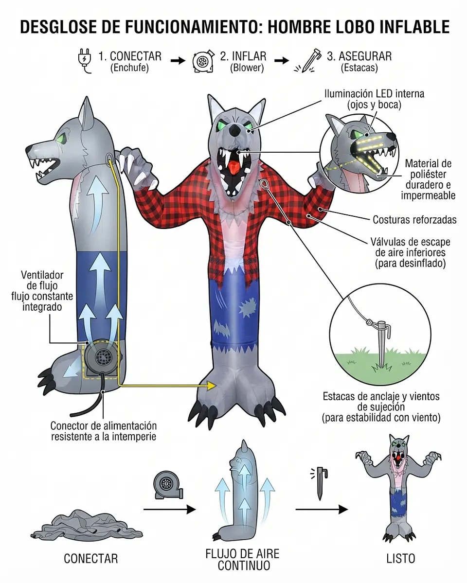 Hombre lobo inflable 180 cm 3
