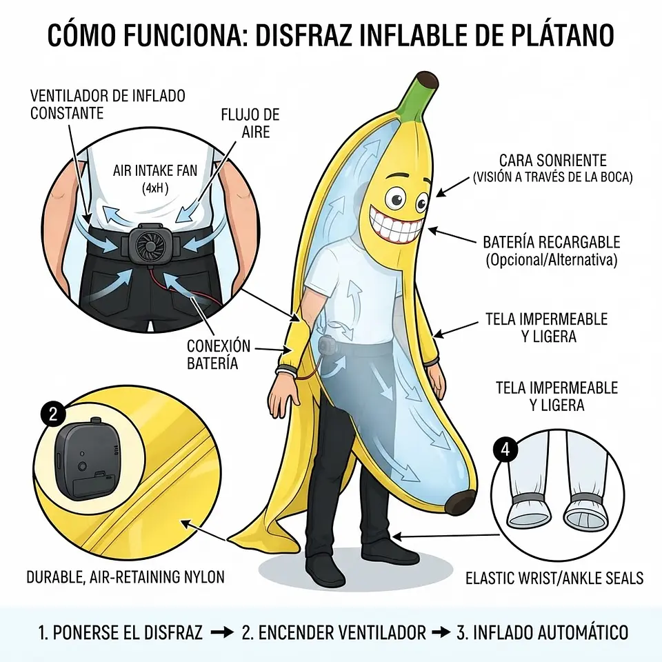 Disfraz Banana atrevida inflable adulto  2
