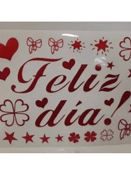 Letras Para Globos Burbuja Feliz Día (Rojo)