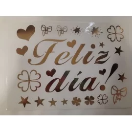 Letras Para Globos Burbuja Feliz Día (Dorado)