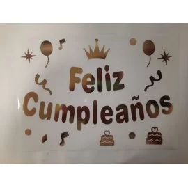 Letras Para Globos Burbuja Feliz Cumpleaños (Dorado)