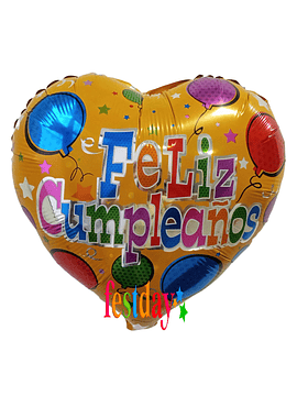 Globo Metálico Corazón Feliz Cumpleaños