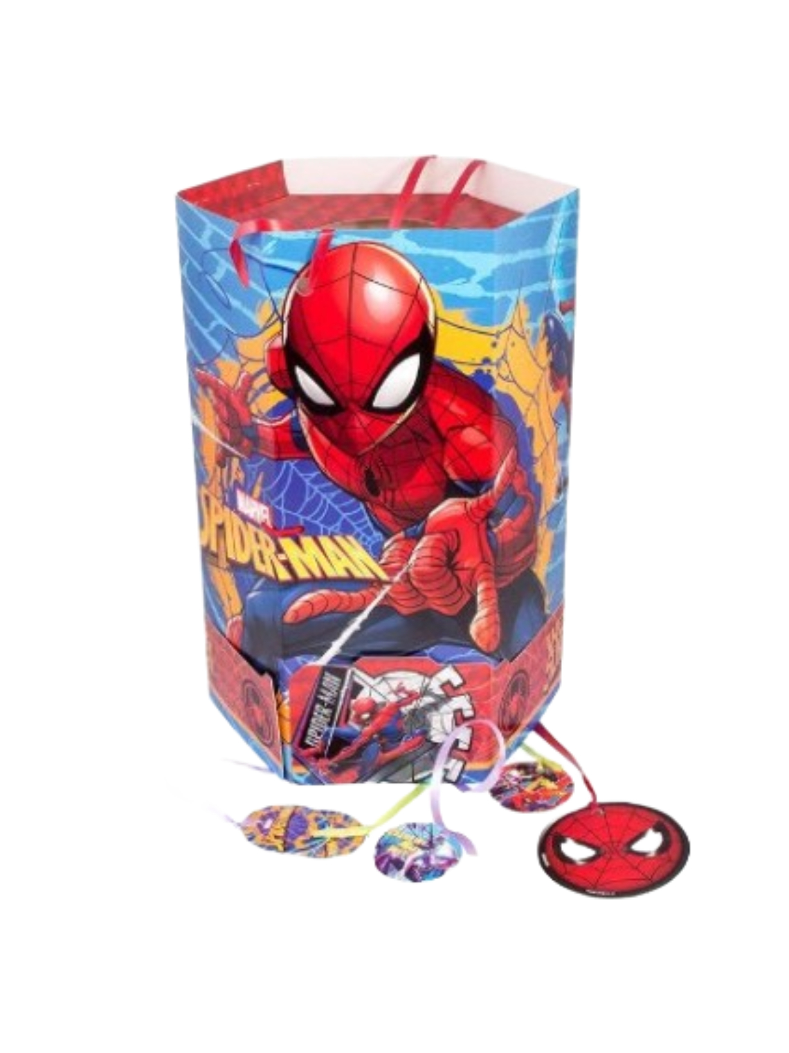 piñata cilíndrica de Spiderman  