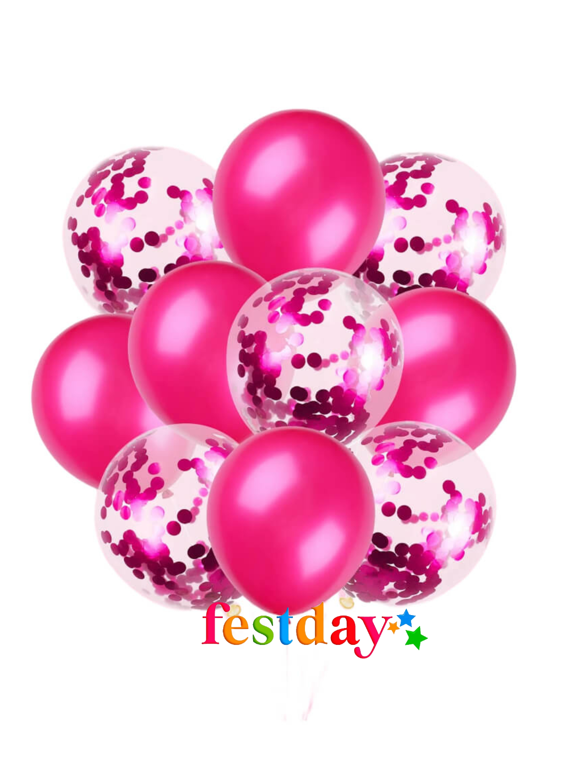 Decoración Globo Liso/ Confeti Fucsia (10 pzas)