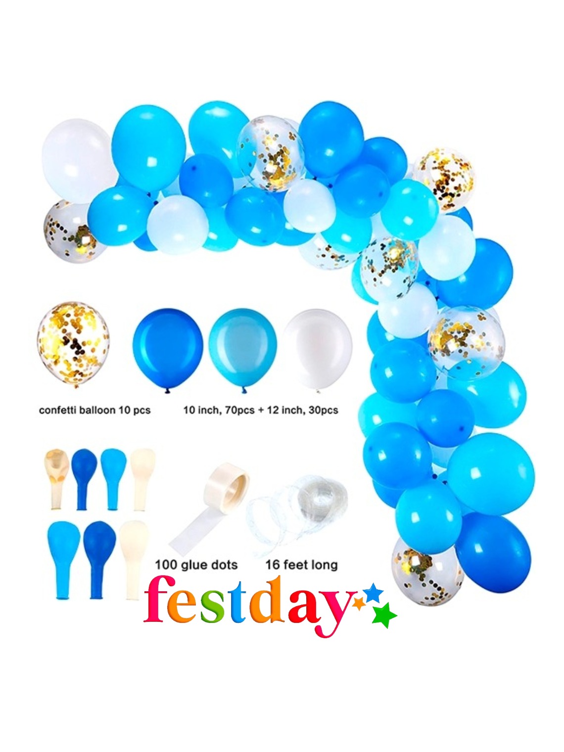 Arco Decoración Grande Azul (100 Pzas.)