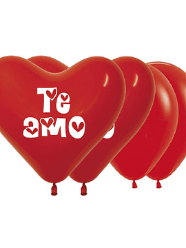 Globo liso corazón TE AMO R12 (SERPENTEX 50 UNIDAES) 