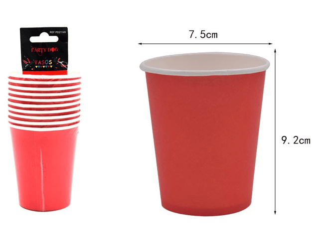 Set Vasos Cartón 10pcs ROJO