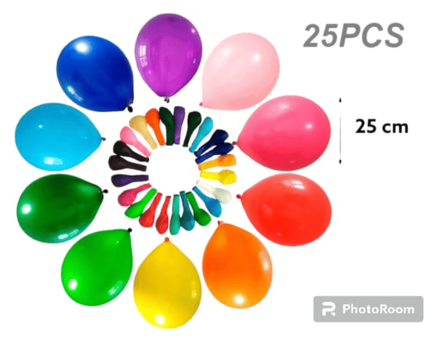 Globos látex MULTICOLOR *R10 lisos x25pcs