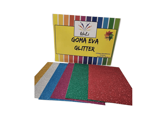 Carpeta Goma Eva Glitter adhesiva 6 colores