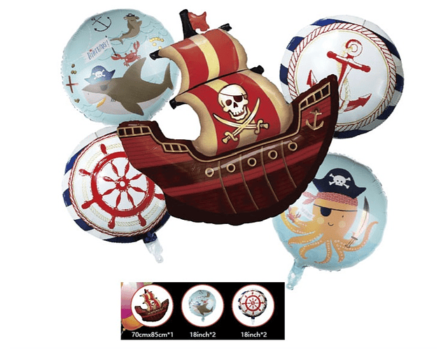 Set globos 5 pcs PIRATAS