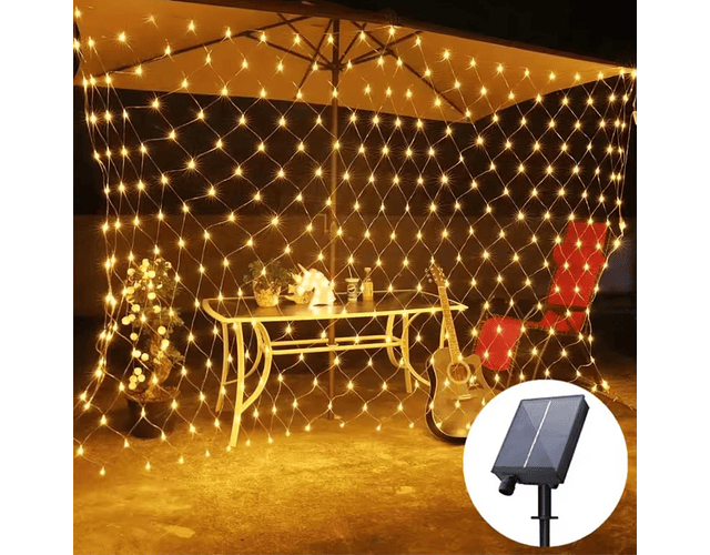 MALLA LED SOLAR 2x2METROS BLANCO CÁLIDO 