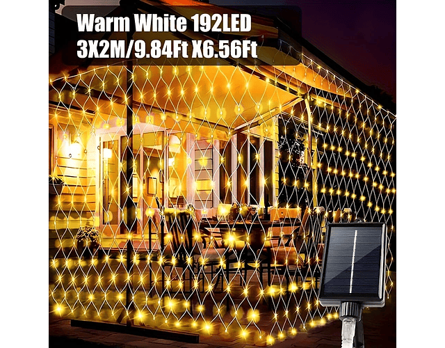 MALLA LED SOLAR 2x2METROS BLANCO CÁLIDO 