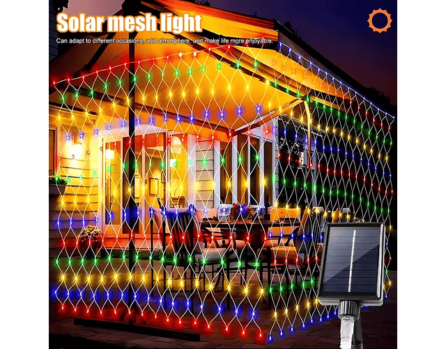 MALLA LED SOLAR 2X2METROS MULTICOLOR 