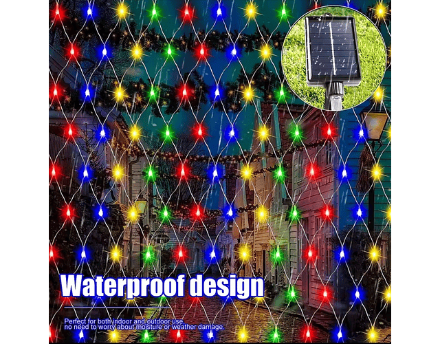 MALLA LED SOLAR 2X2METROS MULTICOLOR 