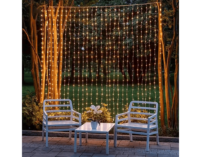 CORTINA BLANCO CÁLIDO 3X2 METROS USB CONTROL REMOTO 