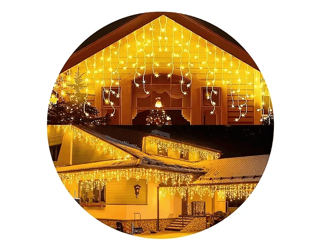 Cascada eléctrica  579 led 8 metros blanco cálido 