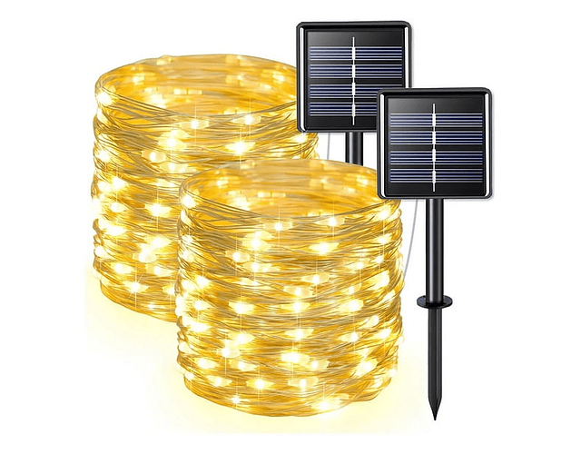 Luz hada solar 200 led blanco cálido 