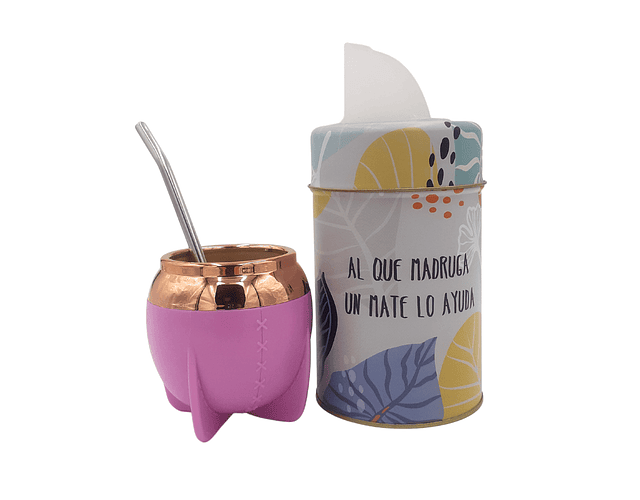 Mate + bombilla + contenedor de hierba