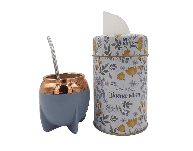 Mate + bombilla + contenedor de hierba