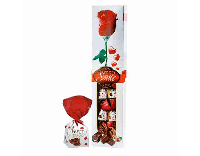 Caja diseño rosa 12 bombones 