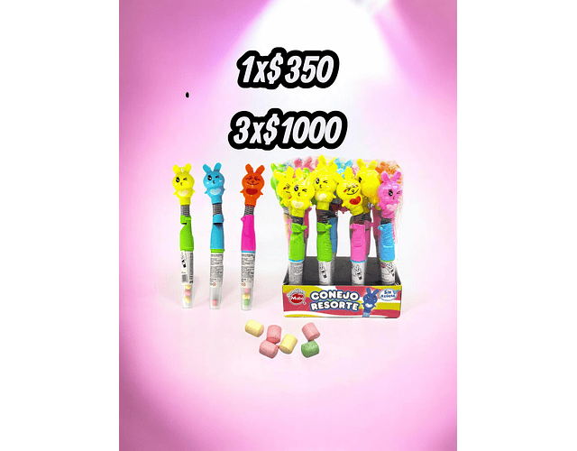Conejito saltarín+ pastillas 3x $1000