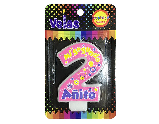 Vela mi segundo añito rosada 