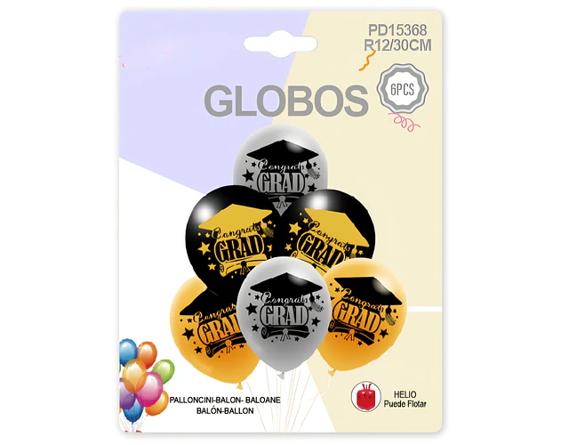 Globos látex graduación x6